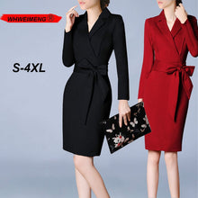 Load image into Gallery viewer, Office Pencil Dress Women 2020 V-Neck Sashes Work Business Ladies Bodycon Dress Vestidos Elegant Special Occasion Dresses

