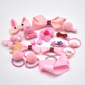 18 Pcs/Box New Kids Children Accessories Hairpins Barrettes Baby Fabric Bow Flower Headwear Hair clips Girls Headdress