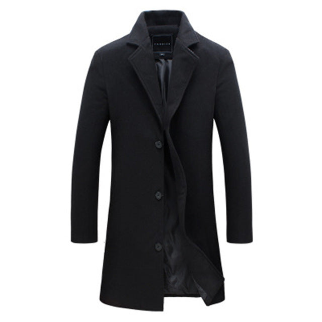 Men Fashion Jackets Men Slim Fits Coats Business Mens Long Winter Windproof Outwears Plus Size 5XL Black Hot Sale High Quality