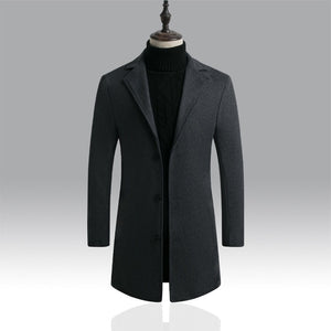 Men Fashion Jackets Men Slim Fits Coats Business Mens Long Winter Windproof Outwears Plus Size 5XL Black Hot Sale High Quality