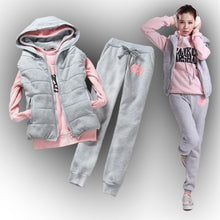 Load image into Gallery viewer, 2017 Hot selling Women&#39;s sweatshirt vest pants 3 pieces Set plus velvet thickening plus size casual nice Suit Cheap wholesale
