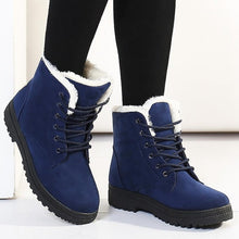 Load image into Gallery viewer, Snow boots 2019 warm fur plush Insole women winter boots square heels flock ankle boots women shoes lace-up winter shoes woman
