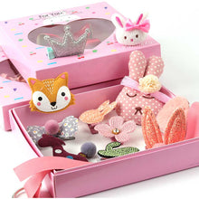 Load image into Gallery viewer, 24 Piece hair clip set ，Cute cartoon hair accessories，Girl head rope bow flower animal headwear， Elastic hair band hair ring
