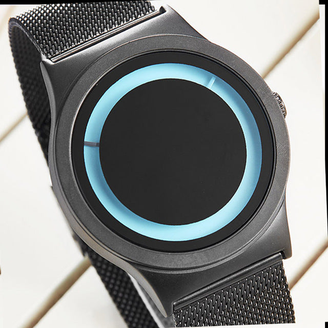 Creative Couple Watch Men Women Personality Minimalist Unique Turntable Dial Watch Casual Steel Black Gold Male Quartz Wristatch
