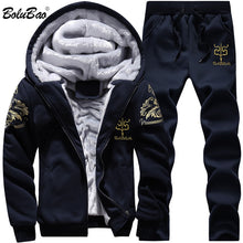 Load image into Gallery viewer, BOLUBAO New Men Set Fashion Brand Tracksuit Lined Thick Sweatshirt + Pants Sportswear Suit Male Winter Suit
