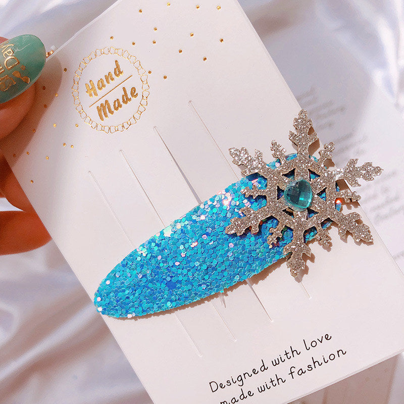 M MISM Christmas Snowflake Hair Accessories Crystal Hair Clips for Women Winter Hair Ties Girls Hairpins Blue Hair Scrunchies