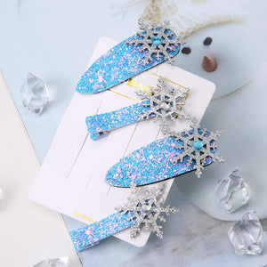 M MISM Christmas Snowflake Hair Accessories Crystal Hair Clips for Women Winter Hair Ties Girls Hairpins Blue Hair Scrunchies
