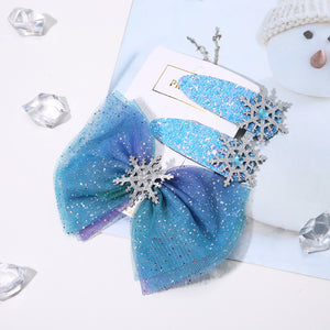 M MISM Christmas Snowflake Hair Accessories Crystal Hair Clips for Women Winter Hair Ties Girls Hairpins Blue Hair Scrunchies