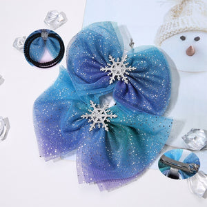 M MISM Christmas Snowflake Hair Accessories Crystal Hair Clips for Women Winter Hair Ties Girls Hairpins Blue Hair Scrunchies