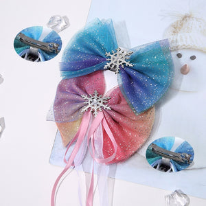 M MISM Christmas Snowflake Hair Accessories Crystal Hair Clips for Women Winter Hair Ties Girls Hairpins Blue Hair Scrunchies