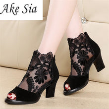 Load image into Gallery viewer, Summer mesh Peep Toe sandals sexy heels single shoes women shoes in Europe and America 2018 spring and summer gauze mujer

