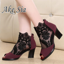 Load image into Gallery viewer, Summer mesh Peep Toe sandals sexy heels single shoes women shoes in Europe and America 2018 spring and summer gauze mujer
