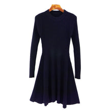 Load image into Gallery viewer, Women Long Sleeve Sweater Dress Women&#39;s Irregular Hem Casual Autumn Winter Dress Women O-neck A Line Short Mini Knitted Dresses
