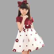 Load image into Gallery viewer, Floral Dress For Girls 2020 Summer Mesh Girls Dress Bow Kids Clothes Children&#39;s Dress Spring Teen Girls Clothing 6 8 12 Years
