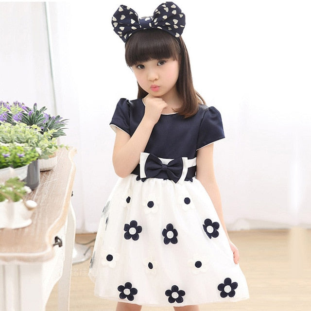 Floral Dress For Girls 2020 Summer Mesh Girls Dress Bow Kids Clothes Children's Dress Spring Teen Girls Clothing 6 8 12 Years