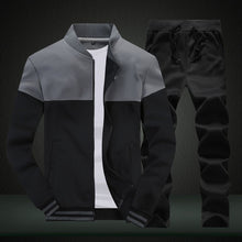 Load image into Gallery viewer, 2019 New Men Sets Fashion Sporting Suit Brand Patchwork Zipper Sweatshirt +Sweatpants Mens Clothing 2 Pieces Sets Slim Tracksuit
