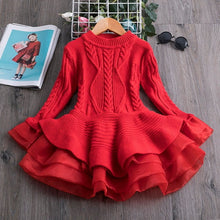 Load image into Gallery viewer, 2019 Winter Knitted Chiffon Girl Dress Christmas Party Long Sleeve Children Clothes Kids Dresses For Girls New Year Clothing
