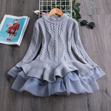 Load image into Gallery viewer, 2019 Winter Knitted Chiffon Girl Dress Christmas Party Long Sleeve Children Clothes Kids Dresses For Girls New Year Clothing
