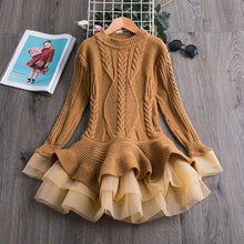 Load image into Gallery viewer, 2019 Winter Knitted Chiffon Girl Dress Christmas Party Long Sleeve Children Clothes Kids Dresses For Girls New Year Clothing
