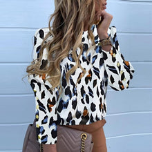 Load image into Gallery viewer, Elegant New Puff shoulder blouse shirts Office Lady Autumn Metal Buttoned Detail Blouses women Pineapple print long sleeve tops
