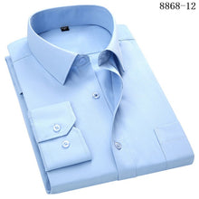 Load image into Gallery viewer, 4XL 5XL 6XL 7XL 8XL Large Size Men's Business Casual Long Sleeved Shirt White Blue Black Smart Male Social Dress Shirt Plus
