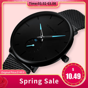 CRRJU Fashion Mens Watches Top Brand Luxury Quartz Watch Men Casual Slim Mesh Steel Waterproof Sport Watch Relogio Masculino
