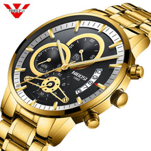 Load image into Gallery viewer, NIBOSI Mens Watches Luxury Top Brand Gold Watch Men Relogio Masculino Automatic Date Watch Quartz Luminous Calendar Wristwatch

