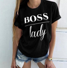 Load image into Gallery viewer, Boss Lady Letter Print T Shirt Women Short Sleeve O Neck Loose Tshirt 2019 Summer Women Tee Shirt Tops Camisetas Mujer
