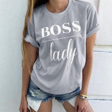 Load image into Gallery viewer, Boss Lady Letter Print T Shirt Women Short Sleeve O Neck Loose Tshirt 2019 Summer Women Tee Shirt Tops Camisetas Mujer
