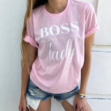Load image into Gallery viewer, Boss Lady Letter Print T Shirt Women Short Sleeve O Neck Loose Tshirt 2019 Summer Women Tee Shirt Tops Camisetas Mujer
