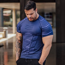 Load image into Gallery viewer, Compression Quick dry T-shirt Men Running Sport Skinny Short Tee Shirt Male Gym Fitness Bodybuilding Workout Black Tops Clothing
