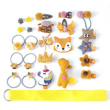 Load image into Gallery viewer, 24 Piece hair clip set ，Cute cartoon hair accessories，Girl head rope bow flower animal headwear， Elastic hair band hair ring
