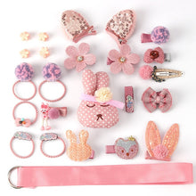 Load image into Gallery viewer, 24 Piece hair clip set ，Cute cartoon hair accessories，Girl head rope bow flower animal headwear， Elastic hair band hair ring

