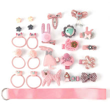 Load image into Gallery viewer, 24 Piece hair clip set ，Cute cartoon hair accessories，Girl head rope bow flower animal headwear， Elastic hair band hair ring
