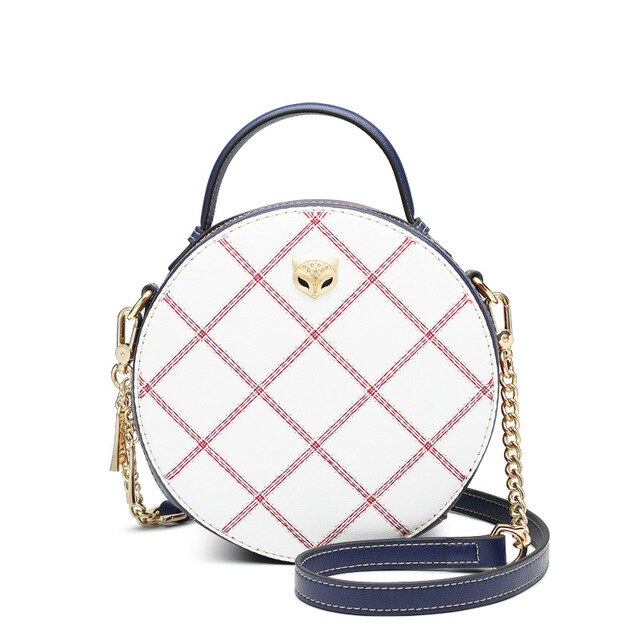 FOXER Mini Round Handbag Lady Split Leather Circular Crossbody Bags Female Stylish Cellphone Bag for Women Evening Bag 949011F