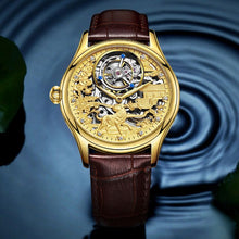 Load image into Gallery viewer, New Diamond Scale Tourbillon Mechanical Watch Men Hollow Mechanical Watch Male Luxury Watches Man Gold Clock Waterproof Leather
