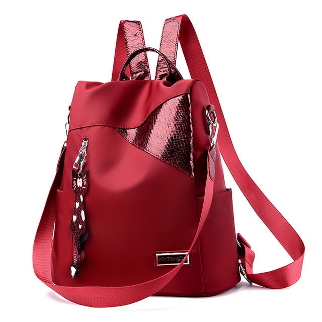Simple style ladies backpack anti-theft Oxford cloth tarpaulin stitching sequins juvenile college bag purse Bagpack Mochila