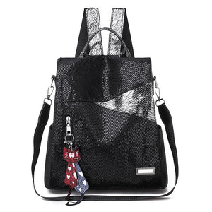 Simple style ladies backpack anti-theft Oxford cloth tarpaulin stitching sequins juvenile college bag purse Bagpack Mochila