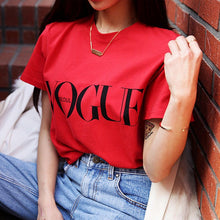 Load image into Gallery viewer, Vogue Letter Print T Shirt Women Short Sleeve O Neck Loose Red Tshirt 2019 Summer Women Tee Shirt Tops Camisetas Mujer
