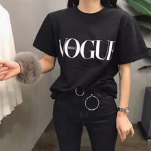 Load image into Gallery viewer, Vogue Letter Print T Shirt Women Short Sleeve O Neck Loose Red Tshirt 2019 Summer Women Tee Shirt Tops Camisetas Mujer
