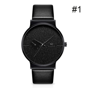SHAARMS Men Watch Business Watch Leather Band Stainless Steel Quartz Wristwatch Casual Simple Watches Black Luxury Brand
