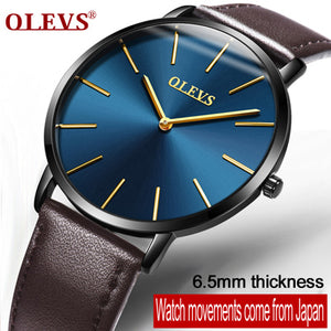 Men ultra thin Quartz Watch OLEVS Top Brand Luxury Wrist Watches Casual Business Leather Watches Rose Waterproof Man Clock Reloj