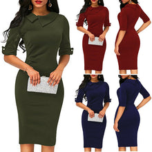 Load image into Gallery viewer, New Spring  Half Sleeve Full Solid Dress Ladies Casual Women Dresses Office Lady Formal Business Work Party Sheath Dress
