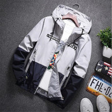 Load image into Gallery viewer, New Spring Autumn Bomber Hooded Jacket Men Casual Slim Patchwork Windbreaker Jacket Male Outwear Zipper Thin Coat Brand Clothing
