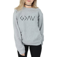 Load image into Gallery viewer, God Is Greater Than The Highs and Lows Women Sweatshirt Jesus Believe Full Sleeve Female Jumper Christian Pullover Drop Shipping
