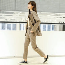 Load image into Gallery viewer, Vintage Blazer Skirt Sets Long Sleeve Plaid Blazer Jacket Female+A Line Mini Skirt Ladies Spring Two Piece Set 2020 Women Suit
