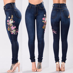 Fashion Jeans Women Embroidered Button Pocket High Waist Denim Pants Skinny Slim Jeans Wholesale Free Ship джинсы женские Z4