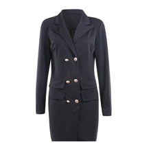 Load image into Gallery viewer, UZZDSS Autumn Winter Suit Blazer Women New Casual Double Breasted Pocket Women Long Jackets Elegant Long Sleeve Blazer Outerwear

