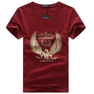 SWENEARO 2019 men's T-shirt men round neck print golden wings cartoon casual short-sleeved T-shirt brand cotton Tees men t Shirt