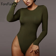 Load image into Gallery viewer, Forefair Sexy Skinny Solid Long Sleeve Bodysuit Women Bodys Top Autumn Winter Female Elegant O Neck Slim White Black Bodysuit
